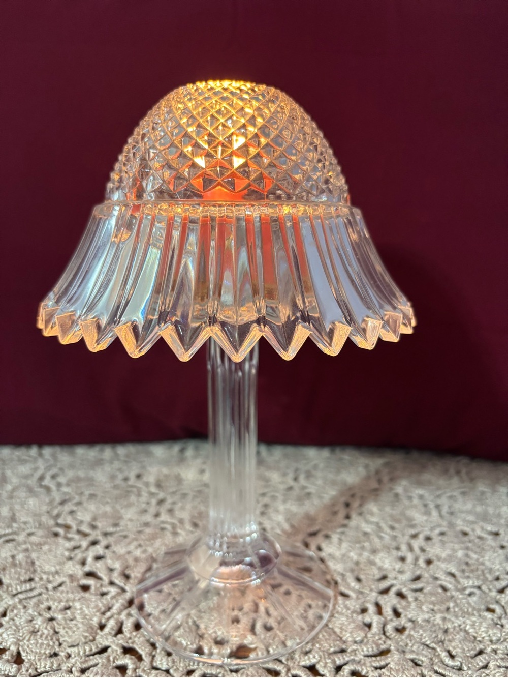 Clear Glass Table Lamp with Fluted Shade - Transparent